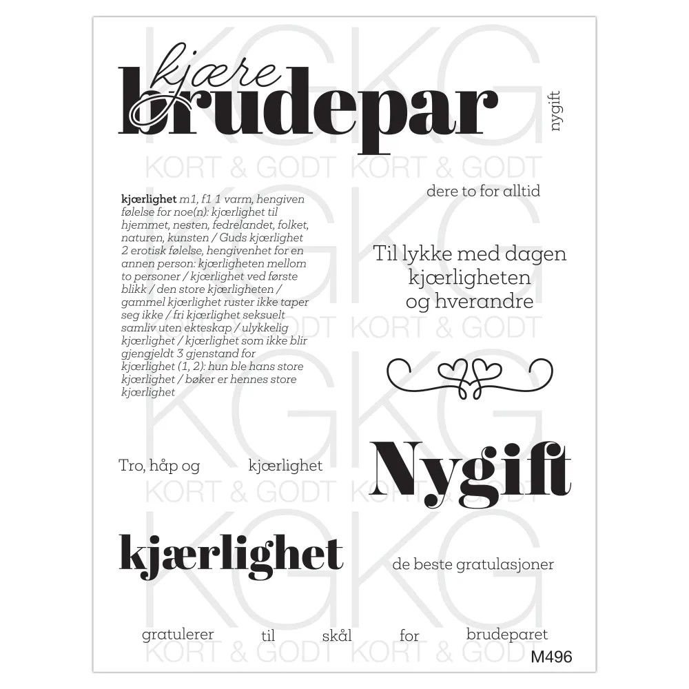 Norsk plakat med kjærlighet og bryllupstekster