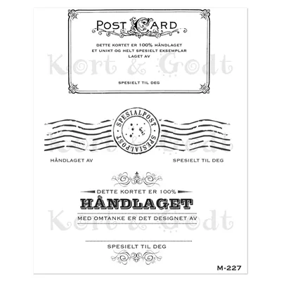 Vintage postcard template with Norwegian text and decorative elements