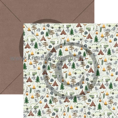 Dobbeltsidig scrapbookingpapir med campingmotiv