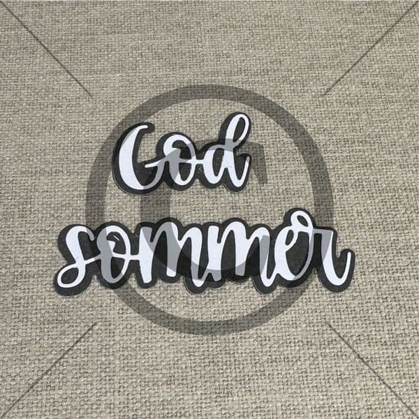 Beige tekstil med 'God sommer' tekst